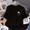 Camiseta Negra de Manga Corta de Seda de Leche para Mujer Verano 2026 Nuevo Estilo Estampada Básica Holgada Aspecto Adelgazante Tops para Hombres y Mujeres