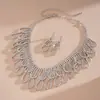 Colar Europeu e Americano Transfronteiriço com Franjas de Strass Ultra Brilhantes e Pérolas, Corrente de Clavícula de Nicho de Luxo Leve, Acessório de Festa da Moda de Alta Qualidade