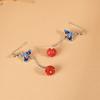 Pendientes de plata de ley 925 con diseño retro chino de loto azul quemado y cinabrio con forma de flor de loto para mujer, con forma de fénix