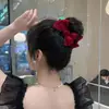 Grampo de cabelo de laço perolado doce feminino simples e elegante, presilha de cabeça de almôndega, 2023, novo estilo de celebridade da Internet, acessórios de cabeça