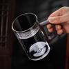 Taza de Té de Vidrio de Borosilicato Alto con Asa de Madera para Oficina para Hombres y Mujeres, Vaso de Té Verde con Filtro, Taza de Té Verde de Vidrio