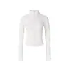 Chamarra Adelgazante de Manga Larga para Mujer, Cuello Alto, Cierre de Cremallera, Secado Rápido, Transpirable, Ropa Exterior para Correr y Fitness, Camiseta de Secado Rápido para Mujer