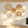 Nuevas Decoraciones de Pared de Paja Amazon Transfronterizas, Decoraciones Colgantes de Ratán Hechas a Mano, Decoración para Sala de Estar, Dormitorio, Colgantes de Pared de Fondo para Restaurante
