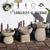 Piedras Naturales Lavabo de Piedra para Guardería Lavabo Pequeño Infantil Lavabo con Pedestal de Piedra Bebedero Antiguo para Exteriores