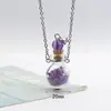 Colar Criativo de Garrafa de Desejos Redonda Plana em Formato de Coração Pedra de Cristal Colar de Óleo Essencial de Perfume Cristal Rosa Pedra Triturada Pingente de Garrafa de Aromaterapia Venda por Atacado