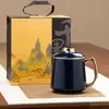 Taza de Té de Cerámica, Taza de Té Kung Fu, Taza de Preparación con Separación de Té y Agua, Taza de Oficina con Tapa y Filtro, Artículo de Regalo