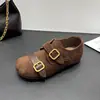 Sandalias de plataforma retro estilo coreano Birkenstock para mujer, nueva colección otoño/invierno 2026, suela gruesa, versátiles, punta redonda, mules sin cordones