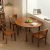 Juego de Mesa y Sillas de Comedor de Madera Maciza Estilo Medieval, Mesa Cuadrada Convertible en Redonda, Mesa de Comedor para el Hogar en Apartamentos Pequeños, Mesa de Comedor Plegable Nueva