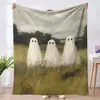 Manta de Halloween Manta Linda de Fantasma y Calabaza Serie 2 Manta Decorativa para Oficina Manta de Franela Otoño e Invierno