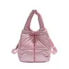 Bolso de mano de algodón acolchado con plumón para mujer, diseño simple a cuadros, algodón espacial, bolso de mano de nicho, ligero, casual, para hombro, cruzado