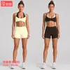 Conjunto de roupa de yoga feminina transfronteiriça com bolinhas em cores contrastantes, top esportivo com gola halter, conjunto de shorts de ciclismo e fitness para atividades ao ar livre de secagem rápida