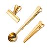 Clip sellador de cuchara de café de acero inoxidable transfronterizo, juego de clip para bolsa de snacks con clip medidor, clip de pinza de nariz puntiaguda en forma de T