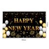 Nuevo Fondo de Banner de Decoración de Año Nuevo Tela de Fondo para Celebrar la Serie Negra y Dorada Fiesta de Nochevieja Decoraciones de Año Nuevo Negra y Dorada