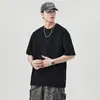 280g Nova Camiseta Masculina de Manga Curta de Verão Marca da Moda Resistente Casual Versátil Meia-Manga Estilo High Street Americano Top Masculino