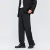 Pantalones de traje para hombre, de primavera, de pierna ancha, rectos, holgados, informales, de primavera, holgados, con drapeado
