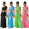 C7675 Moda Europea y Americana Transfronteriza Aliexpress Amazon Conjunto Sexy de Crop Top y Falda de un Hombro para Mujer
