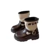 Botines cortos de estilo británico para niños, nueva colección de otoño, botas Martin retro a la moda de color block para niñas, botines de moda sencillos para niñas pequeñas