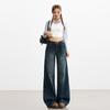 Jeans Azules Vintage de Pierna Recta para Mujer, Otoño 2025 Nuevo Estilo Holgado Versátil para Adelgazar Piernas Anchas Pantalones de Pierna Ancha