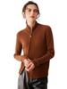 Suéter de Cachemira Mujer 100% Cachemira Ligera Cárdigan con Cremallera Mujer Cuello Alto Color Claro Suelto Tejido Delgado Suéter Bajo