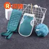 Set de toalla de baño de tres piezas, tira exfoliante para la espalda, toalla de baño, bola de baño, herramienta de baño para uso doméstico, guantes, toalla de baño, set de tira exfoliante para la espalda