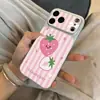Funda de Cara Sonriente de Fresa para iPhone 17 Pro Max, Linda Manzana 16, 15 Pro a Prueba de Golpes, 14 Diseño de Ventana Grande