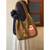 Bolsa de Tote Bordada con Oso Lindo Estilo Japonés para Mujer, Bolso de Hombro de Felpa de Gran Capacidad para Otoño e Invierno, Bolso Chaleco Versátil para Viajes Diarios