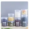 Jarra de plástico transparente selada, jarra de leite em pó, jarra de alimentos, caixa de armazenamento de grãos de cozinha, jarra de armazenamento, atacado