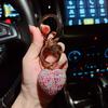 Llavero con forma de corazón de melocotón y cristal, con forma de garra y cadena de diamantes, para coche, bolso de mujer, accesorios.