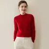 Suéter de cachemir 100% puro sin costuras para mujer, cuello semi alto, mangas raglán, corte ajustado, suéter base de cachemir tejido amigable con la piel