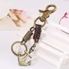 Ancla Artística Minimalista Estilo Océano Bronce Antiguo Llavero de Cuero Retro para Coche Colgante Versátil Creativo para Bolsos