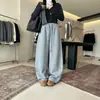 Calça Esportiva Loose Estilo Coreano Outono Inverno Sensação Preguiçosa Perna Larga Calça de Moletom Scythe Feminina Caimento Emagrecedor Cintura Alta Cordão Calça Casual