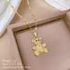 [Aço Titânio] Urso Estrela de Cinco Pontas Colar de Diamante Elegante de Luxo Deslumbrante Corrente de Clavícula Versátil para Mulheres Corrente de Aço Titânio