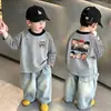 Estilo Coreano Camada Base de Lã Color Block Patchwork para Meninos Outono Inverno Camiseta de Manga Longa Crianças Meninos Top Bonito Roupas da Moda
