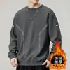 Sudadera para hombre 2025 otoño estilo americano holgada manga larga cuello redondo forrada de polar engrosada ropa deportiva pullover moderna resistente versátil