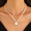 Collar de Perlas de Concha de Sirena de Amazon Exquisito Collar con Colgante de Nácar Blanco Lujo Ligero Cadena de Clavícula de Alta Gama para Mujer