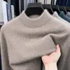 100% lana pura, cuello semi-alto, suéter de lana grueso para hombre, nueva colección otoño/invierno 2026, suéter de punto casual y cálido