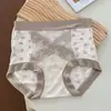 Calcinha Feminina de Renda Floral Lyocell 10A Antibacteriana com Forro de Seda Cintura Alta Respirável Modeladora de Barriga