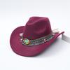 Chapéu de feltro American West Denim Chapéu de montaria masculino e feminino Chapéu de jazz de lã de imitação com enrolar Chapéu jeans
