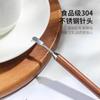 Acero inoxidable 304 aguja de flor de café mango de madera de peral aguja tallada varilla mezcladora aguja decoradora aguja de gancho electrodoméstico de café