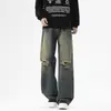 [Control de Precios 79] Jeans Rotos Retro para Hombre, Pantalones Casuales Nuevos Holgados de Pierna Ancha Recta de Tiro Alto para Todas las Estaciones
