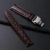 Correa de Reloj de Cuero de Grano Superior con Patrón de Cocodrilo, Hebilla de Mariposa de Doble Cierre, Pestaña de Liberación Rápida, Estilo Retro Artístico