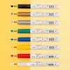 Plumón de Pintura Deli S558 en Dorado, Plateado y Negro, Marcador para Reparación de Llantas, Firmar, Reuniones, Vidrio, Punta Gruesa de 2.0 mm, Reparación de Pintura