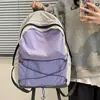 Mochila color blocking para atividades ao ar livre, bolsa de viagem moderna e leve, pequena mochila de trilha, mochila escolar estilosa para alunos do ensino fundamental II e médio