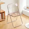 Cadeira Transparente Influenciador Foto Cadeira Dobrável ins Simples Maquiagem Encosto Acrílico Banqueta para Casa Cadeira de Jantar Espessada