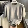 Suéter de Color Sólido Delgado para Hombre 2024 Cuello Redondo Pareja Casual Más Fácil de Combinar Nueva Camisa Básica Suéter de Manga Corta