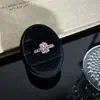 Anel rosa com laço estilo menina doce, cubo de açúcar e zircônia cúbica para mulheres, novo design, anel aberto simples e ajustável