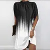2026 Amazon Verano Moda Femenina Transfronteriza Más Vendido Floral Cuello Redondo Holgado Mangas Murciélago Vestido