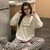 Pijama Nuevo para Mujer 2026, Algodón Puro, Manga Larga y Pantalón Largo para Primavera y Otoño, Ropa de Casa, Set Casual con Dibujos Animados Lindos para Primavera y Otoño