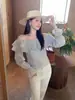 Xiu Xixi 2026 Primavera Nuevo Estilo Coreano Elegante Blusa de Gasa con Volantes de Manga Larga para Mujer Top K86216