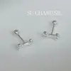 Brincos Pequenos em Prata Pura S999 em Formato de Osso para Mulheres, Design Nicho Estilo Ins Coreano, Brincos de Tarraxa Versáteis Únicos e Simples